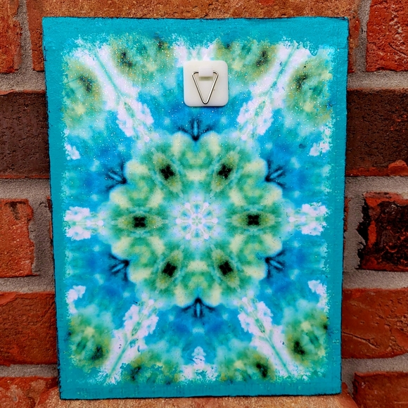 Pink Floyd Moon Mandala Comfortably Numb Music Handmade Wall Art Blue Teal - Picture 3 of 5